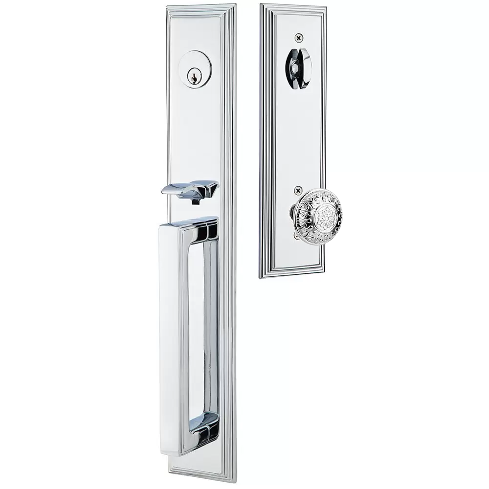 Emtek Melrose Tubular Entryset Full Length with Lancaster Knob