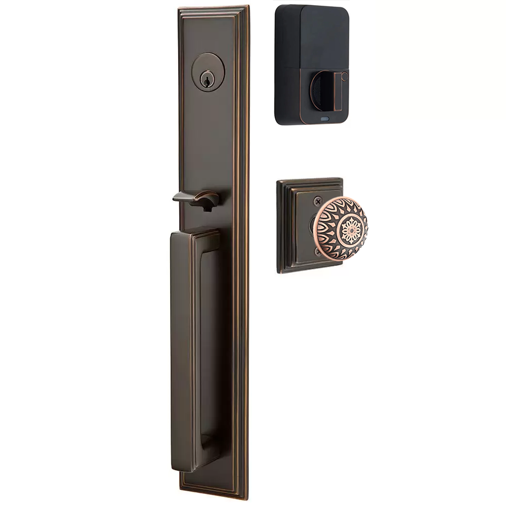 Emtek Melrose Tubular Entryset Full Length with Lancaster Knob