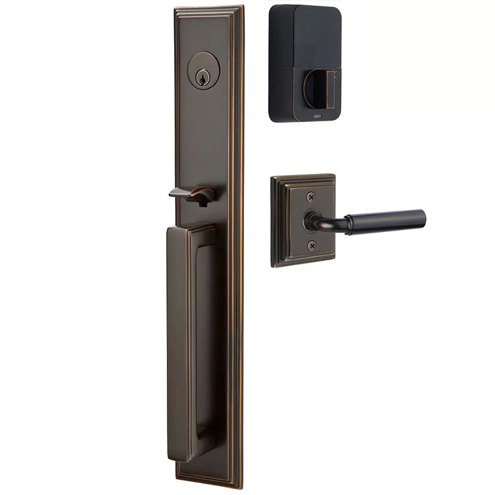 Emtek Melrose Tubular Entryset Full Length with Manning Lever