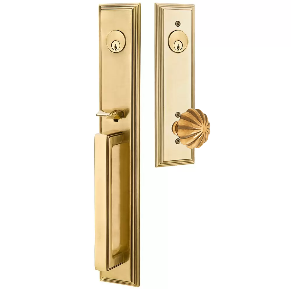 Emtek Melrose Tubular Entryset Full Length with Melon Knob