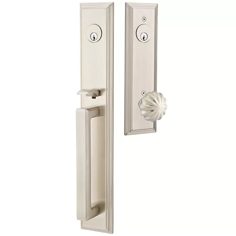 Emtek Melrose Tubular Entryset Full Length with Melon Knob