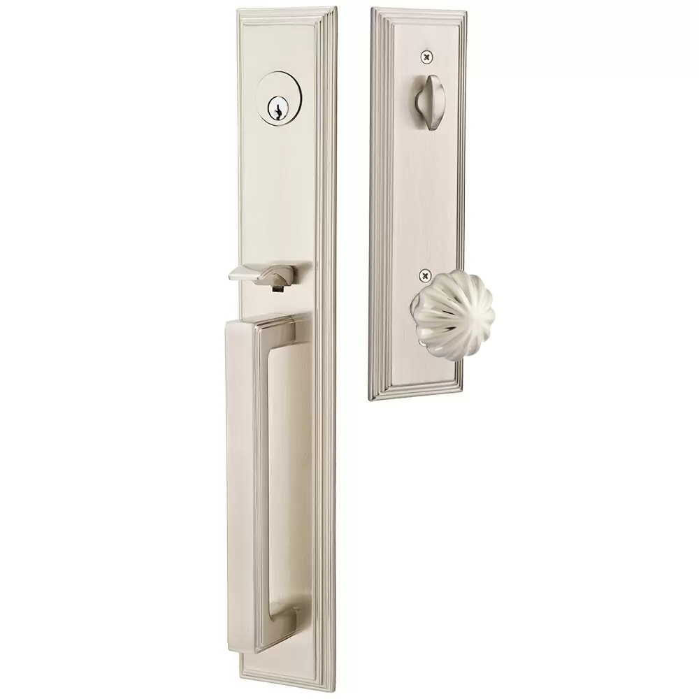 Emtek Melrose Tubular Entryset Full Length with Melon Knob