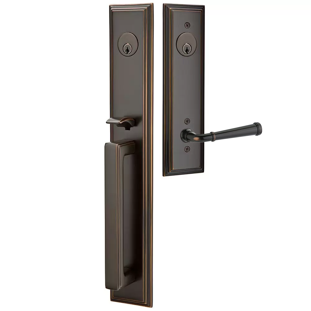 Emtek Melrose Tubular Entryset Full Length with Merrimack Lever