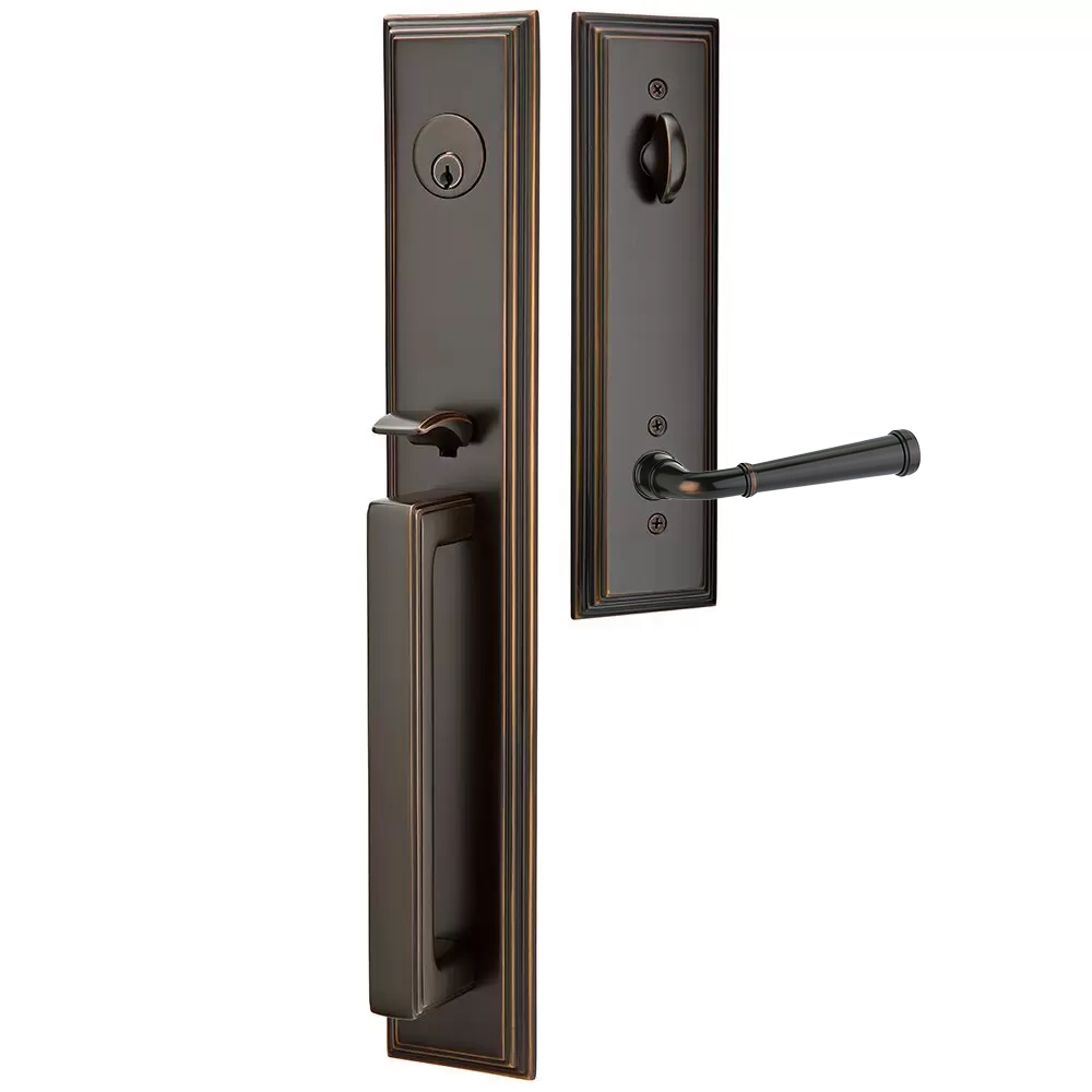 Emtek Melrose Tubular Entryset Full Length with Merrimack Lever