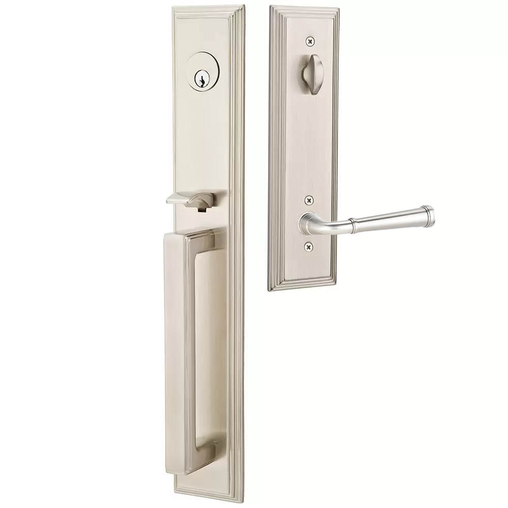 Emtek Melrose Tubular Entryset Full Length with Merrimack Lever