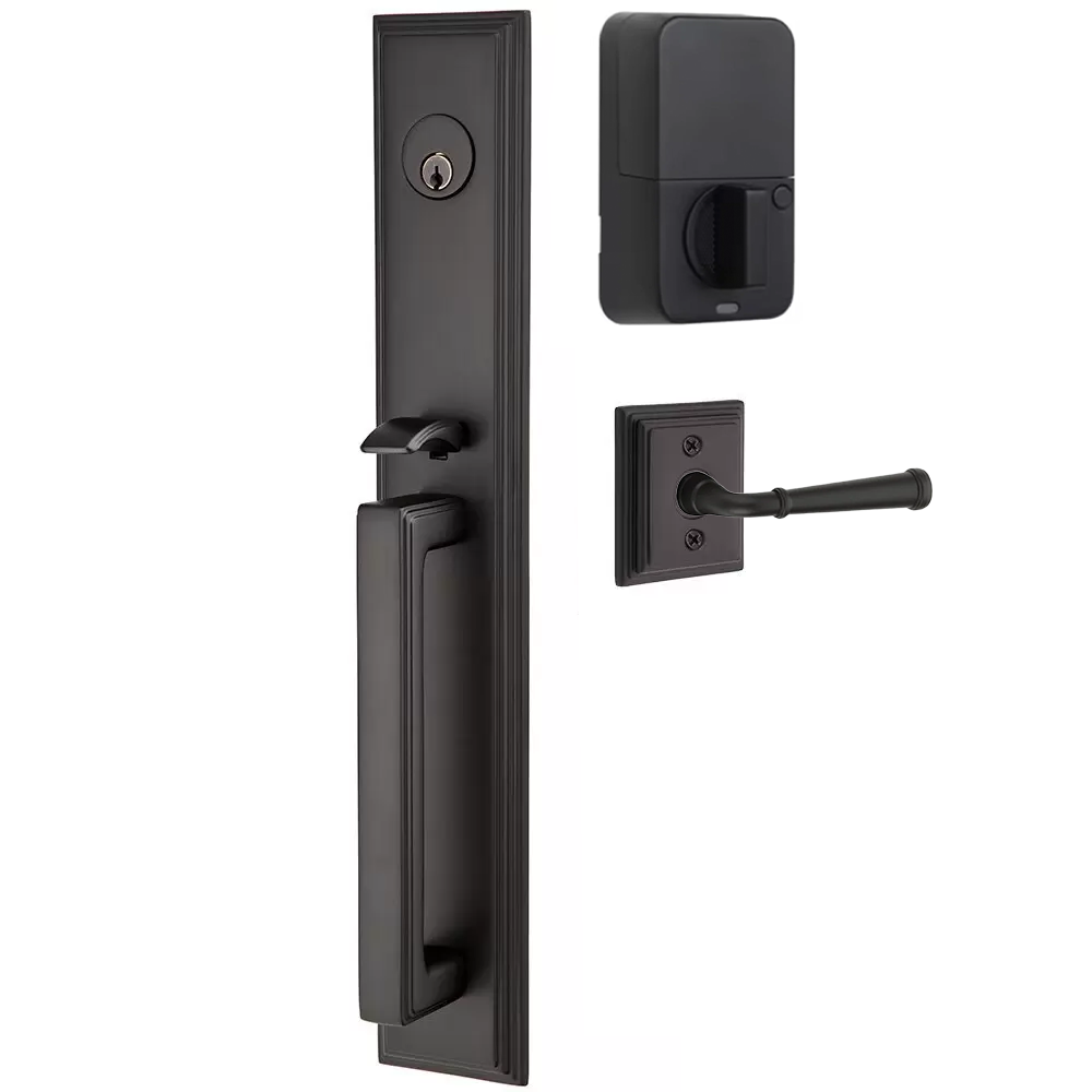 Emtek Melrose Tubular Entryset Full Length with Merrimack Lever