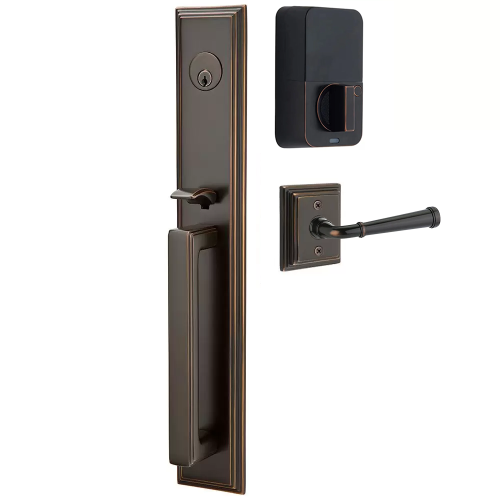 Emtek Melrose Tubular Entryset Full Length with Merrimack Lever