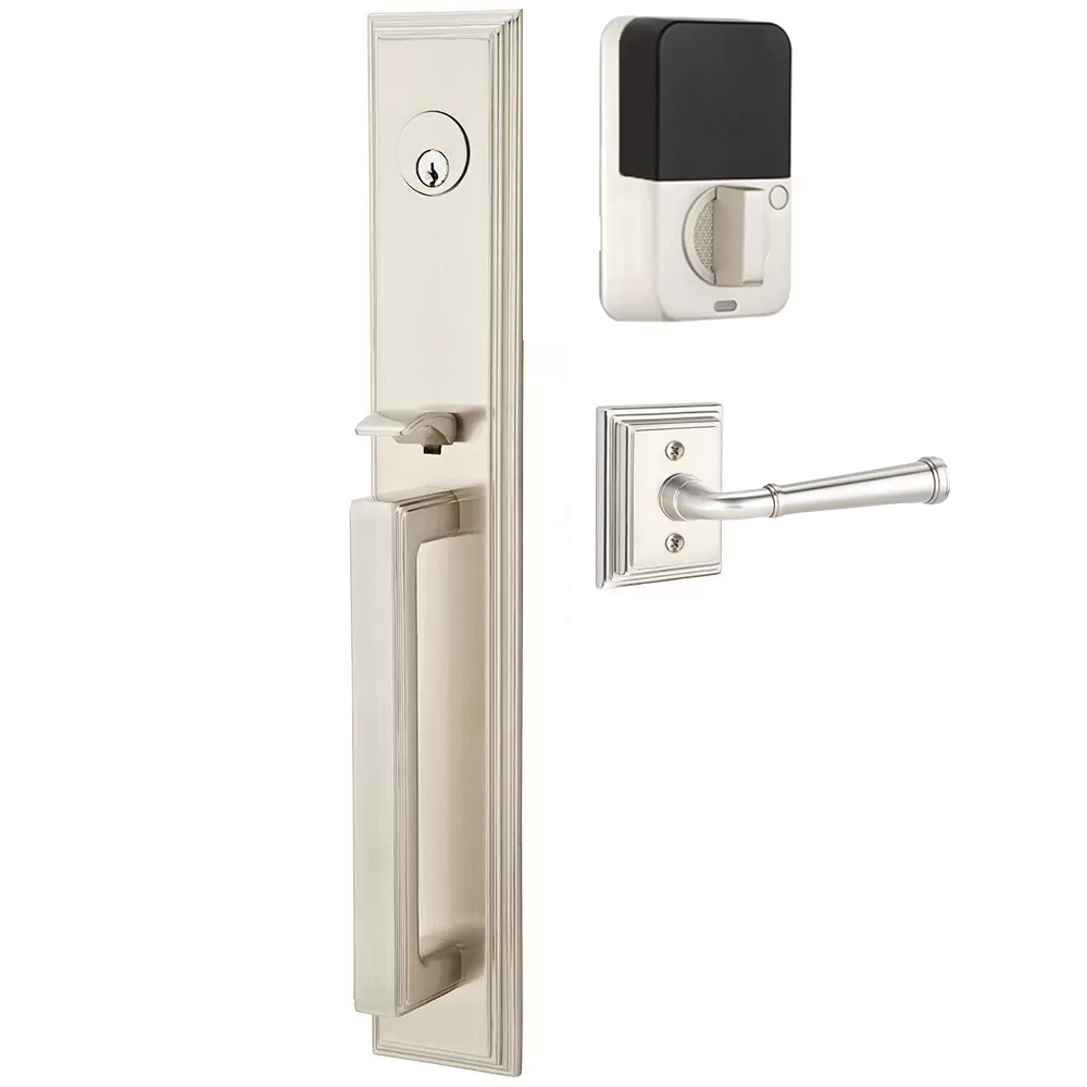 Emtek Melrose Tubular Entryset Full Length with Merrimack Lever