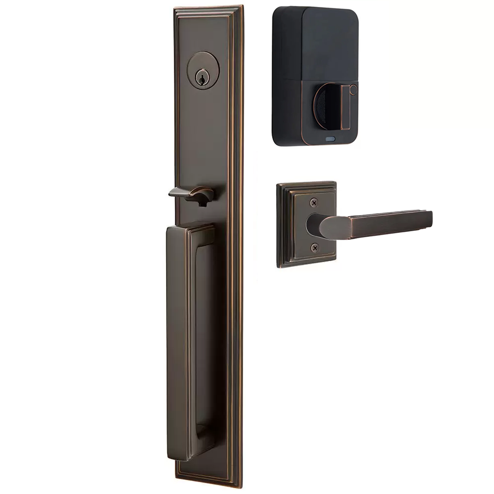 Emtek Melrose Tubular Entryset Full Length with Milano Lever