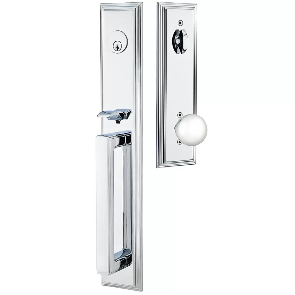 Emtek Melrose Tubular Entryset Full Length with Orb Knob