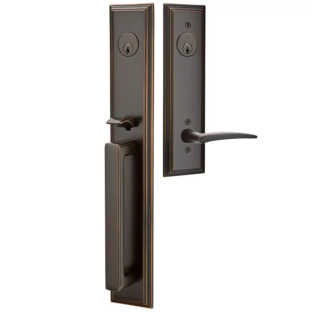 Emtek Melrose Tubular Entryset Full Length with Poseidon Lever