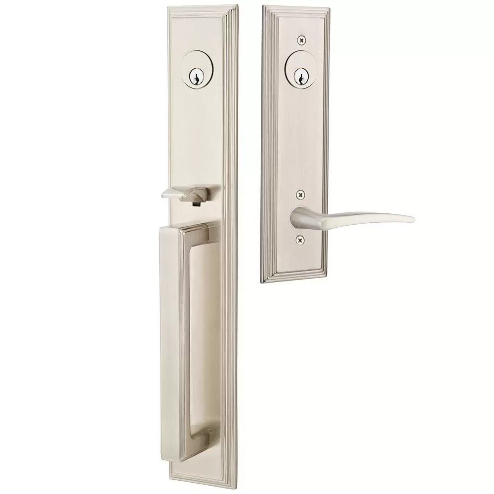 Emtek Melrose Tubular Entryset Full Length with Poseidon Lever