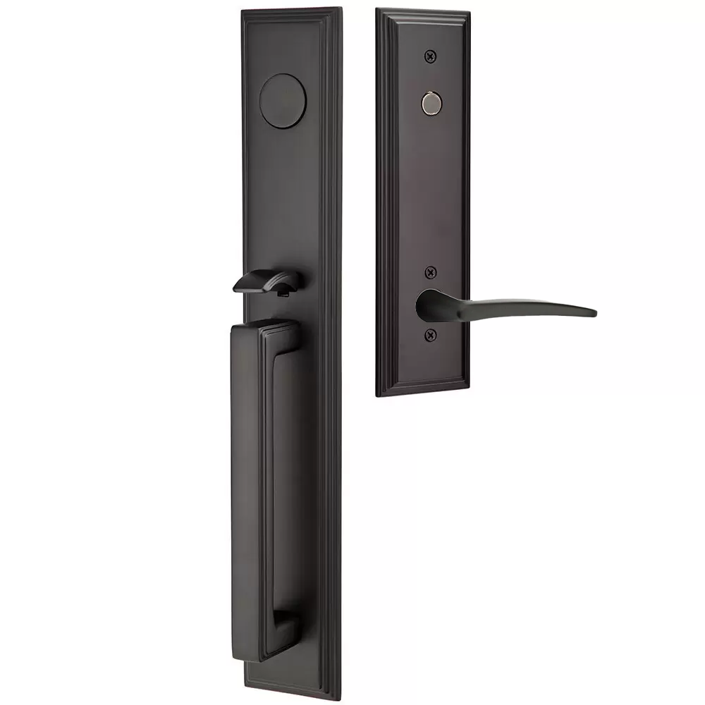 Emtek Melrose Tubular Entryset Full Length with Poseidon Lever