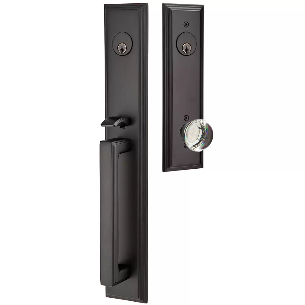 Emtek Melrose Tubular Entryset Full Length with Providence Glass Knob