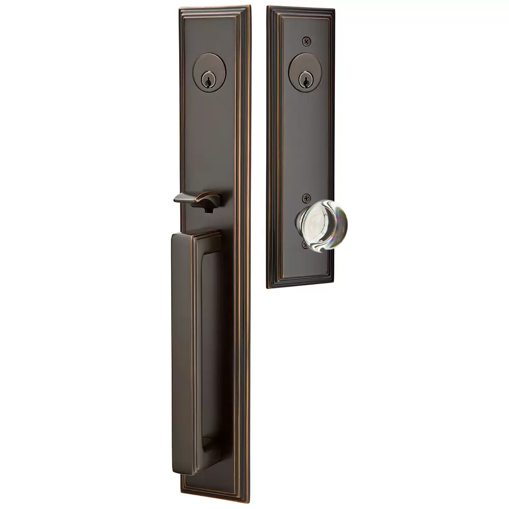 Emtek Melrose Tubular Entryset Full Length with Providence Glass Knob