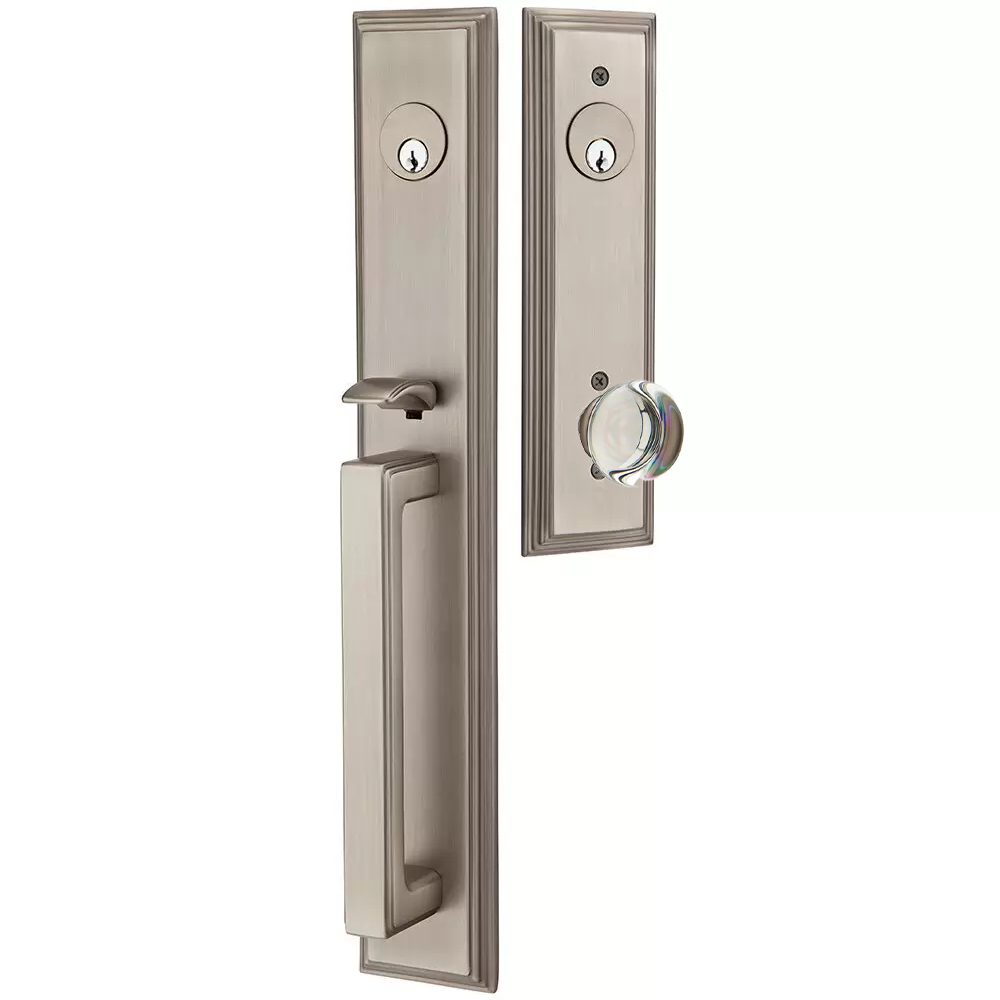 Emtek Melrose Tubular Entryset Full Length with Providence Glass Knob