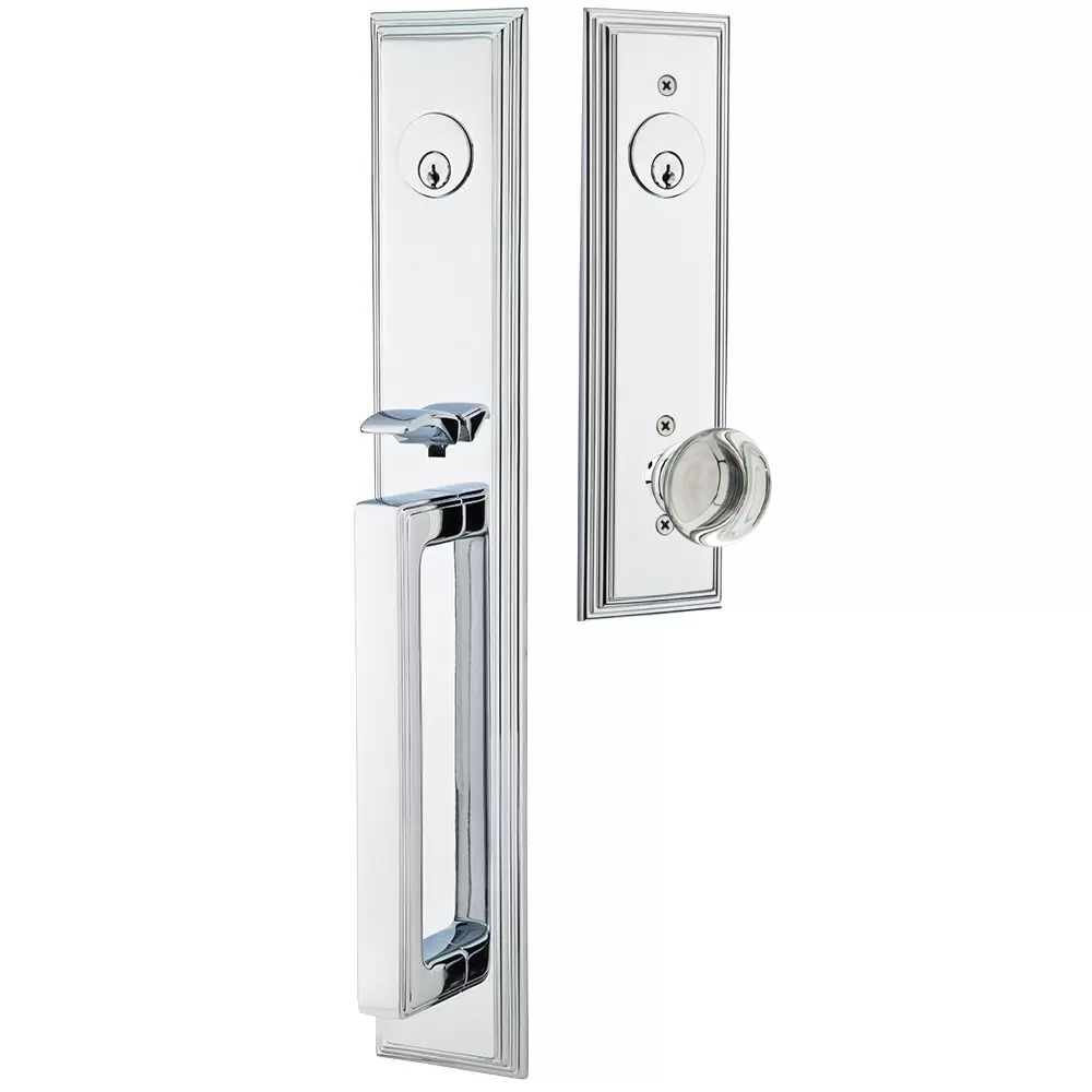 Emtek Melrose Tubular Entryset Full Length with Providence Glass Knob