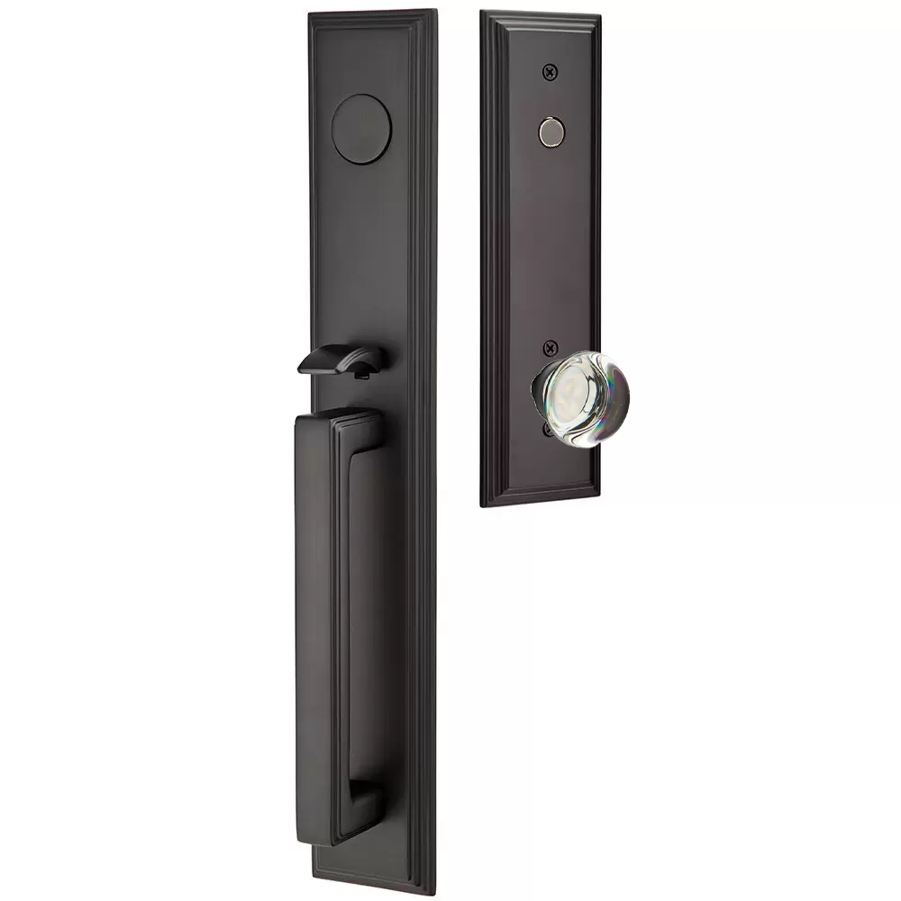 Emtek Melrose Tubular Entryset Full Length with Providence Glass Knob