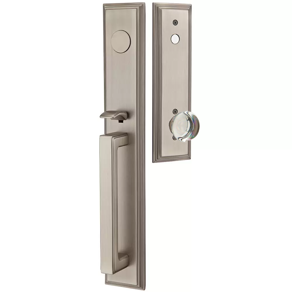 Emtek Melrose Tubular Entryset Full Length with Providence Glass Knob