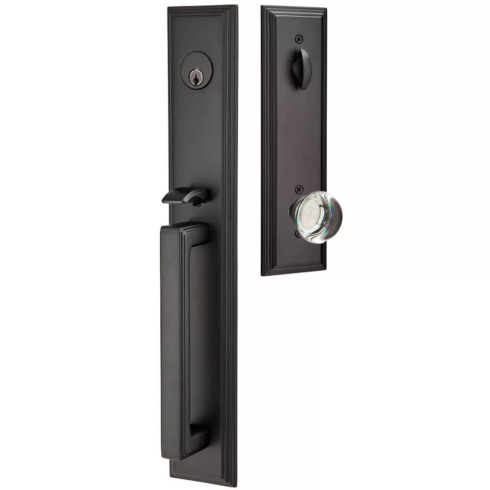 Emtek Melrose Tubular Entryset Full Length with Providence Glass Knob