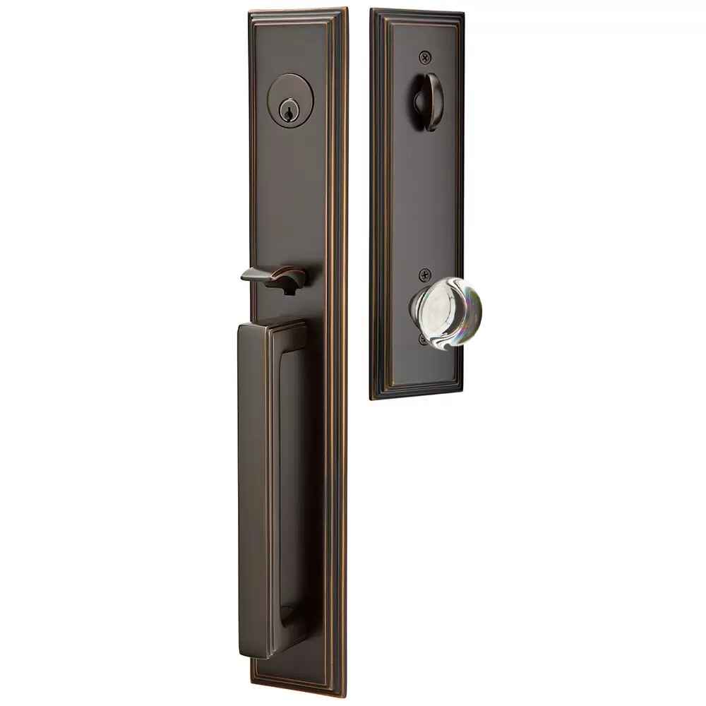 Emtek Melrose Tubular Entryset Full Length with Providence Glass Knob