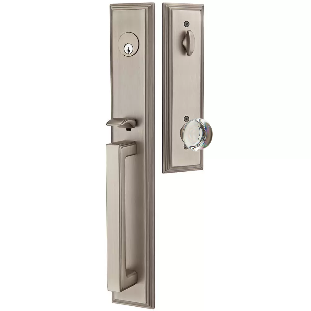 Emtek Melrose Tubular Entryset Full Length with Providence Glass Knob