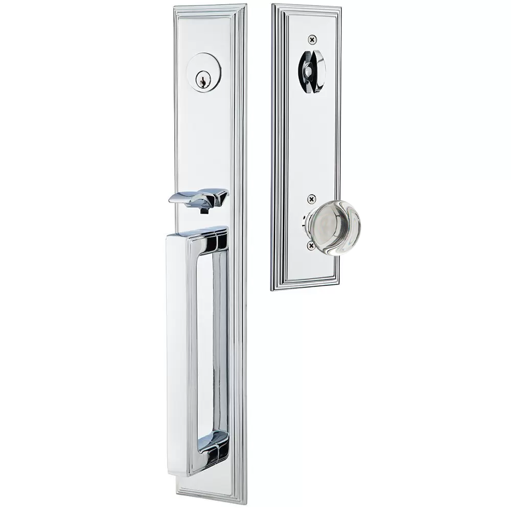 Emtek Melrose Tubular Entryset Full Length with Providence Glass Knob