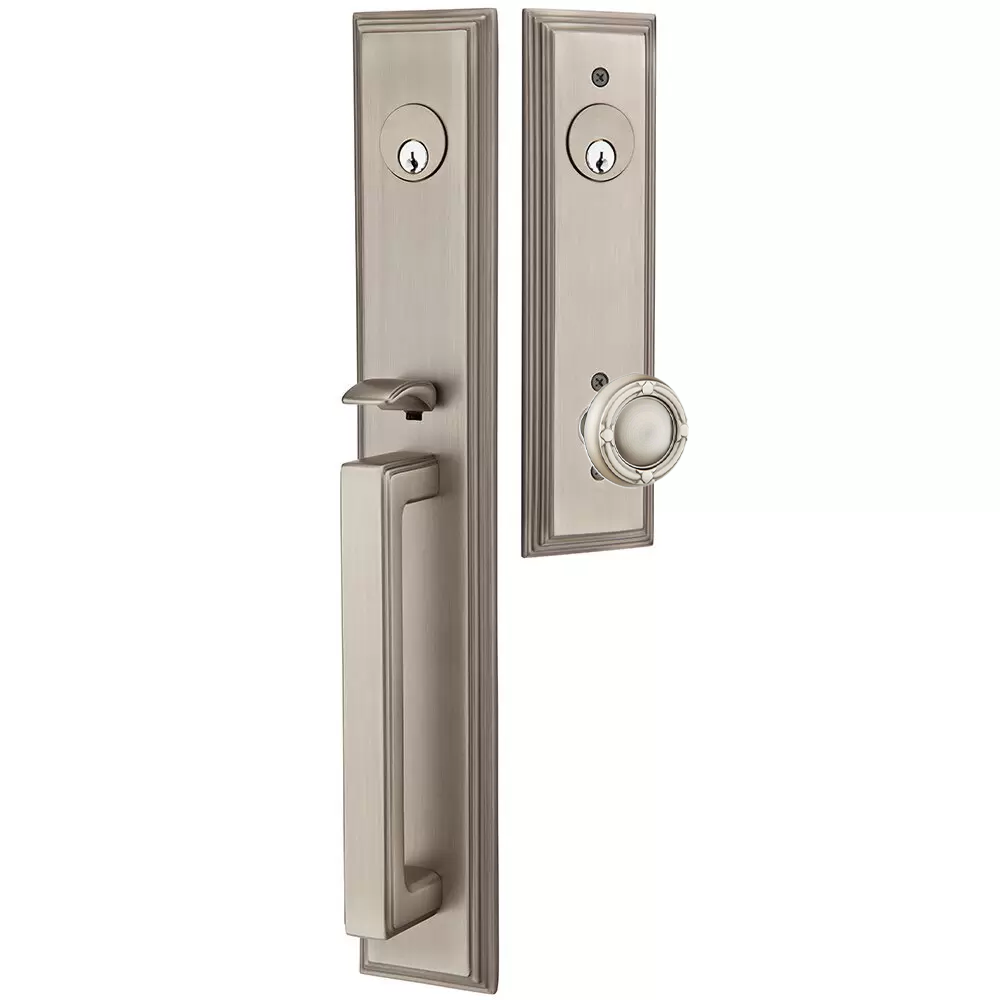 Emtek Melrose Tubular Entryset Full Length with Ribbon & Reed Knob