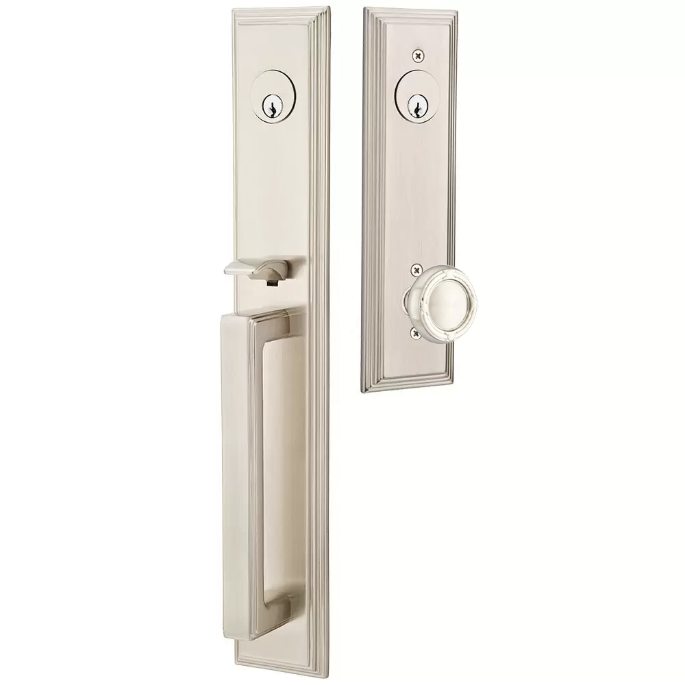 Emtek Melrose Tubular Entryset Full Length with Ribbon & Reed Knob