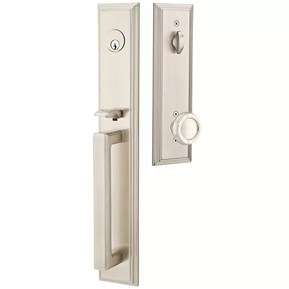 Emtek Melrose Tubular Entryset Full Length with Ribbon & Reed Knob