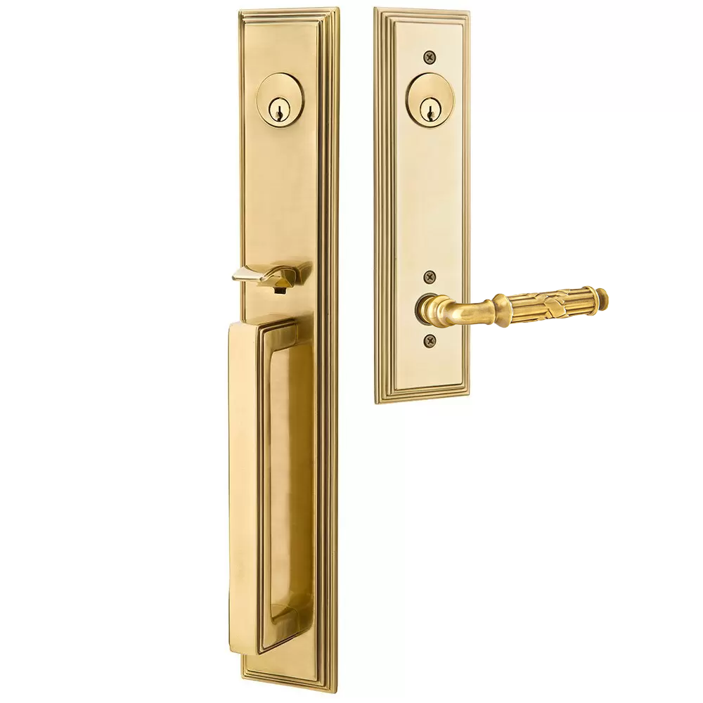 Emtek Melrose Tubular Entryset Full Length with Ribbon & Reed Lever