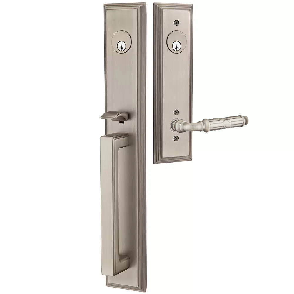 Emtek Melrose Tubular Entryset Full Length with Ribbon & Reed Lever