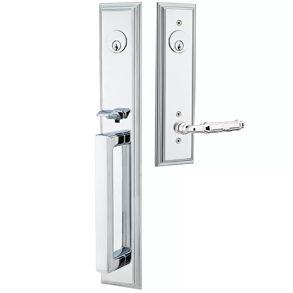 Emtek Melrose Tubular Entryset Full Length with Ribbon & Reed Lever