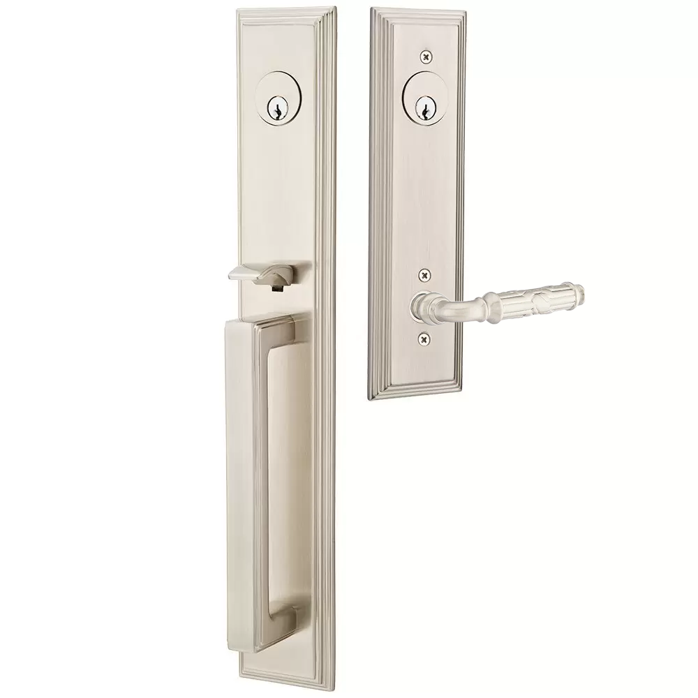 Emtek Melrose Tubular Entryset Full Length with Ribbon & Reed Lever