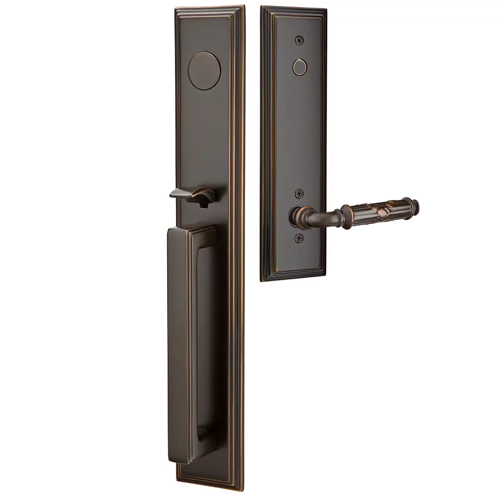 Emtek Melrose Tubular Entryset Full Length with Ribbon & Reed Lever