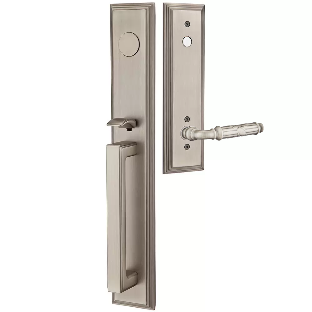 Emtek Melrose Tubular Entryset Full Length with Ribbon & Reed Lever