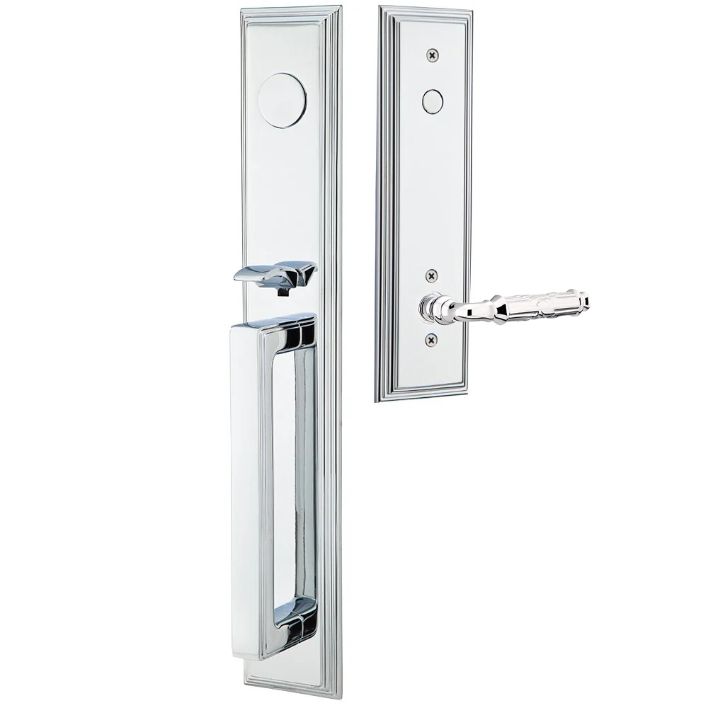 Emtek Melrose Tubular Entryset Full Length with Ribbon & Reed Lever