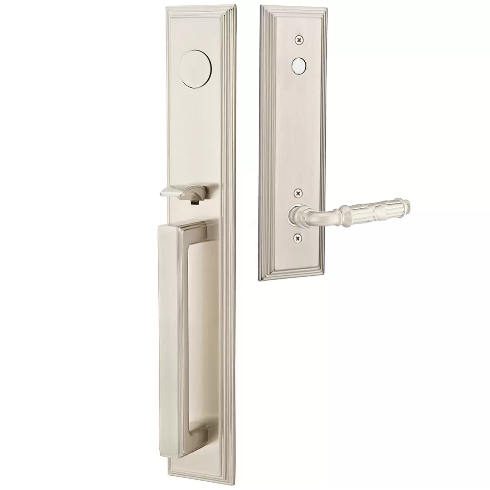 Emtek Melrose Tubular Entryset Full Length with Ribbon & Reed Lever