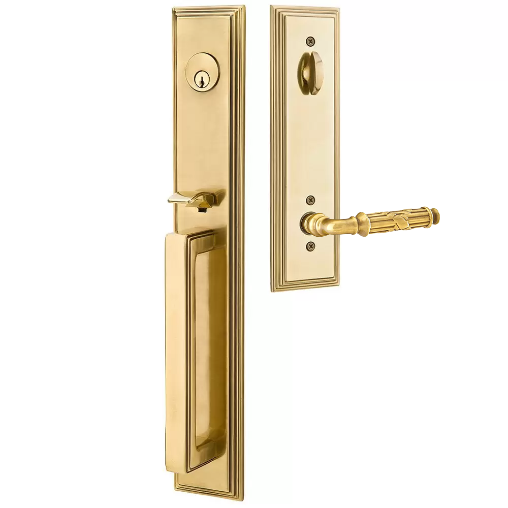 Emtek Melrose Tubular Entryset Full Length with Ribbon & Reed Lever