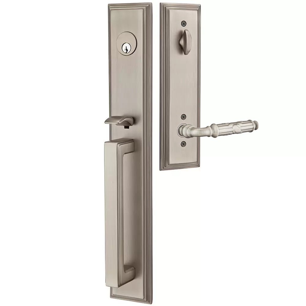 Emtek Melrose Tubular Entryset Full Length with Ribbon & Reed Lever