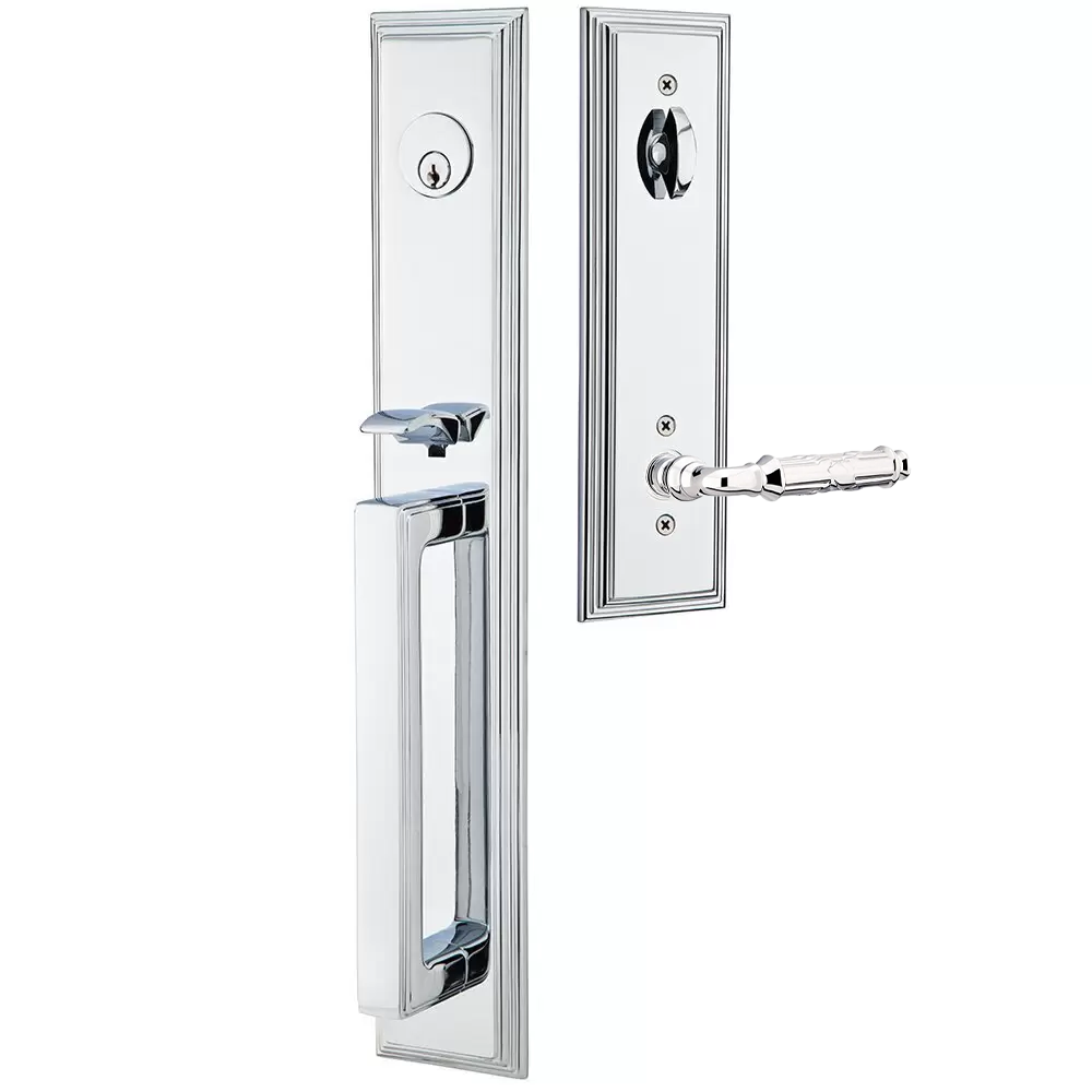 Emtek Melrose Tubular Entryset Full Length with Ribbon & Reed Lever