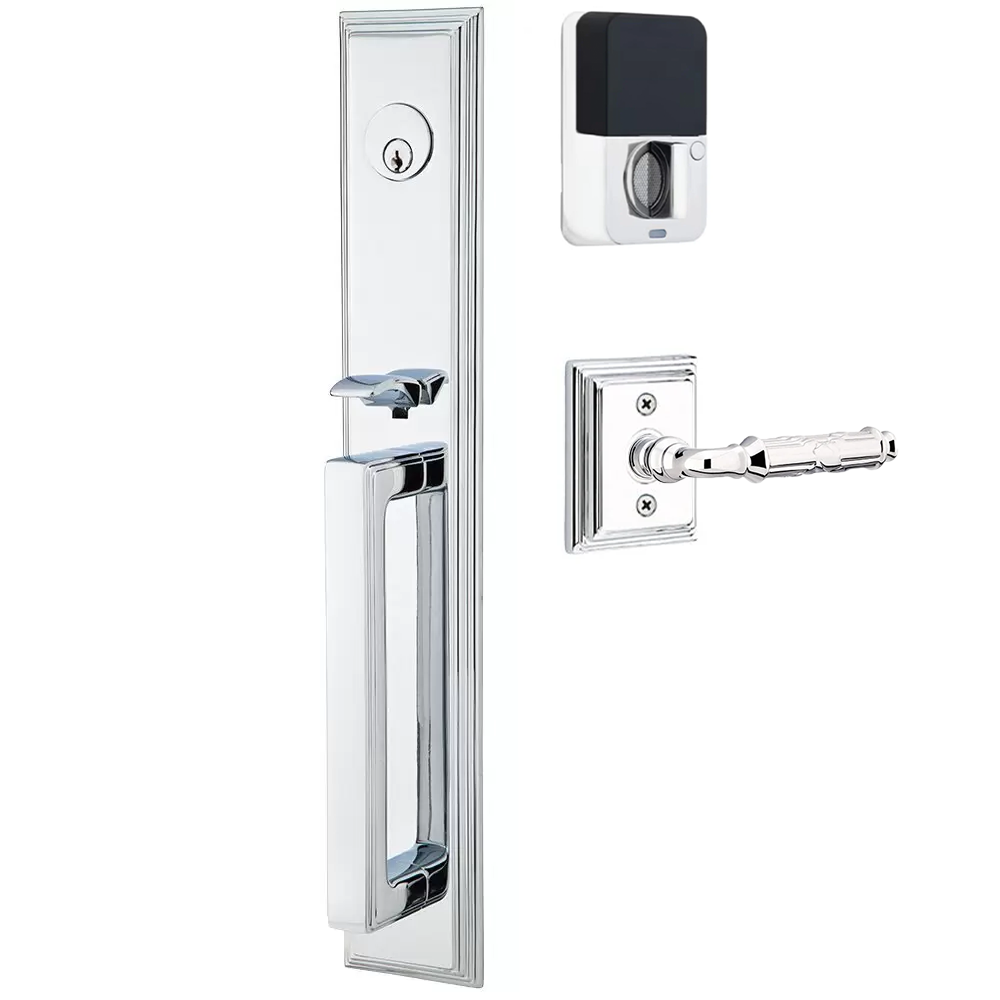 Emtek Melrose Tubular Entryset Full Length with Ribbon & Reed Lever