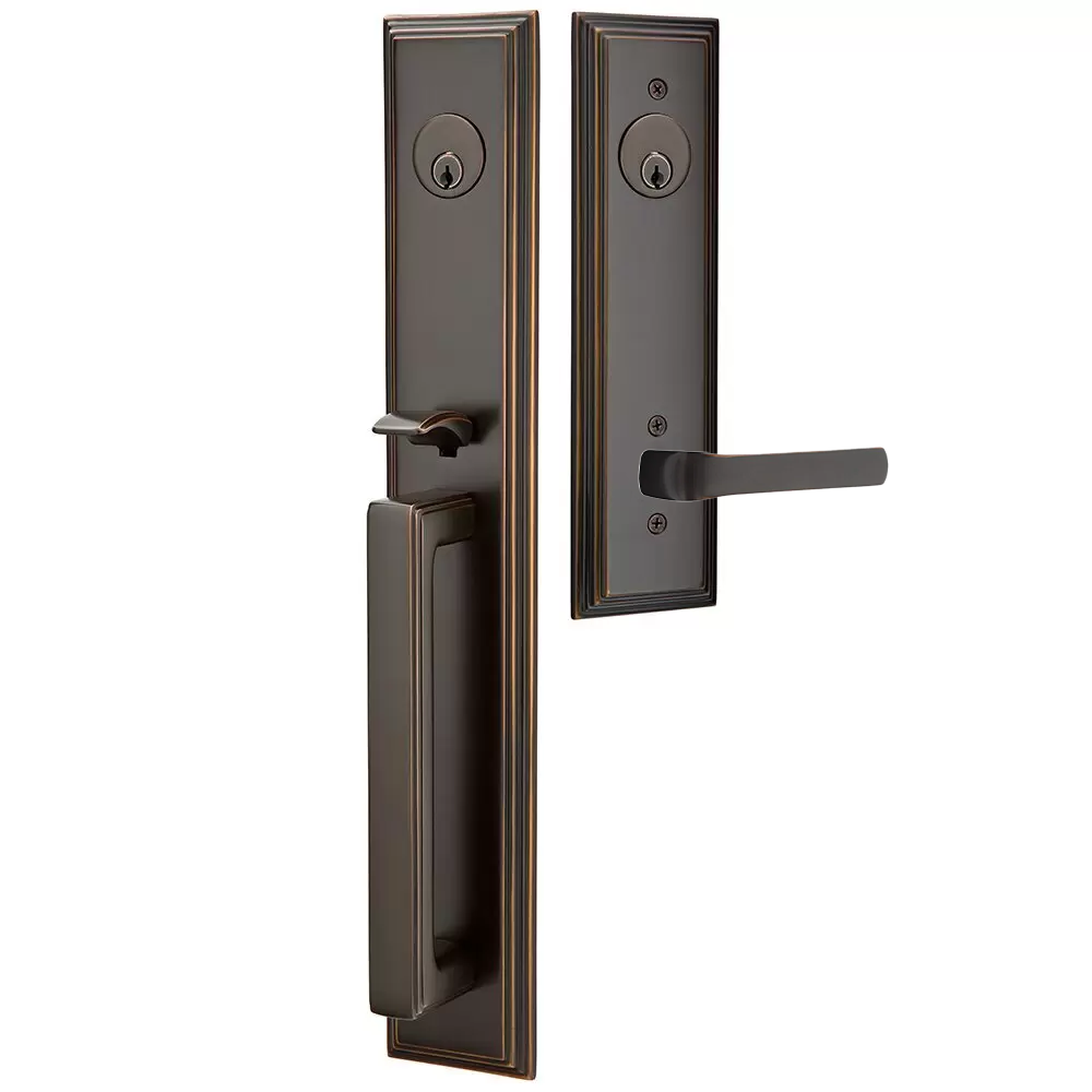 Emtek Melrose Tubular Entryset Full Length with Spencer Lever