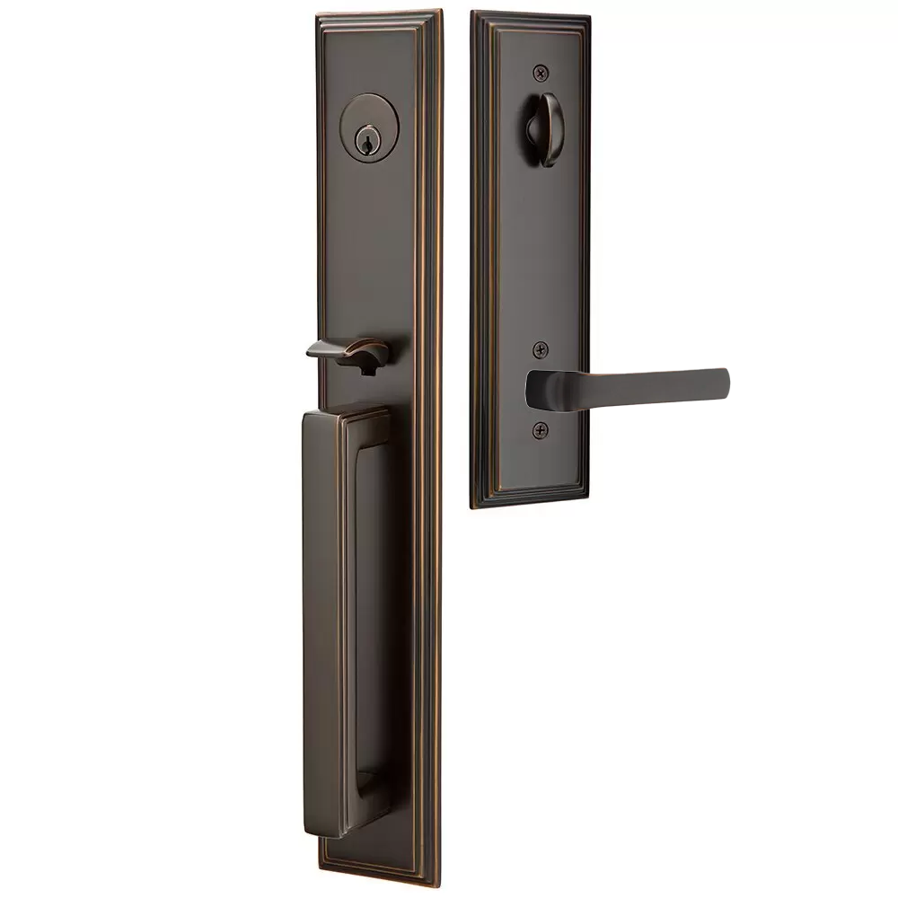 Emtek Melrose Tubular Entryset Full Length with Spencer Lever