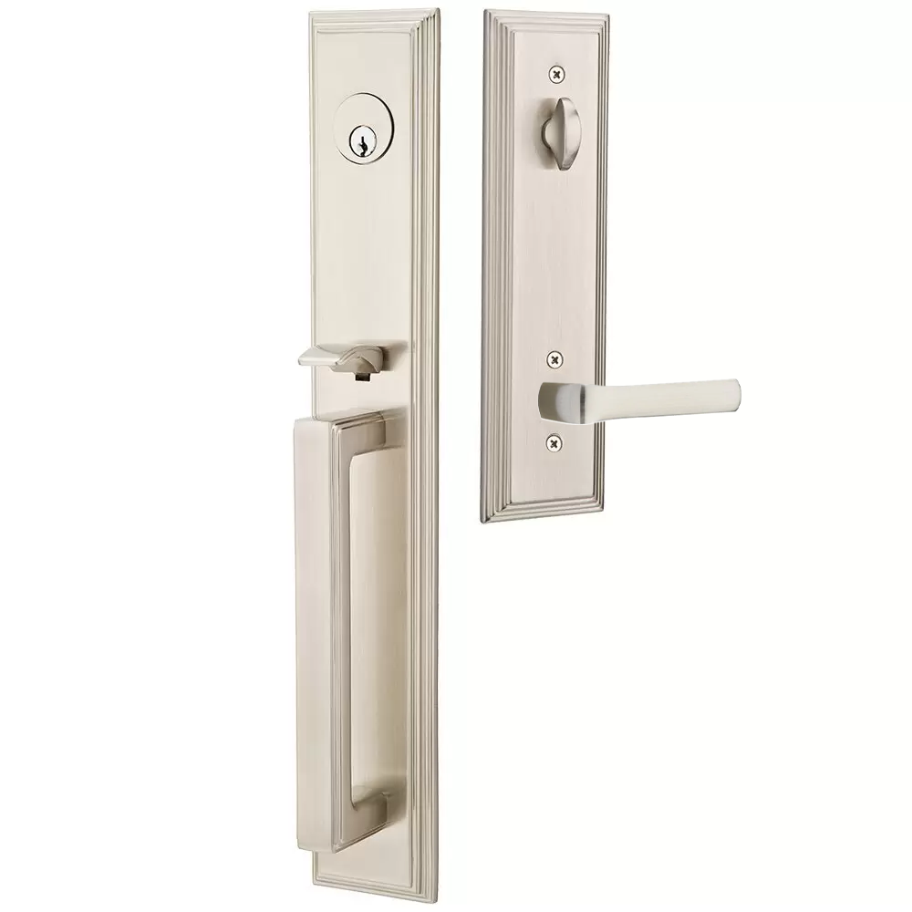 Emtek Melrose Tubular Entryset Full Length with Spencer Lever