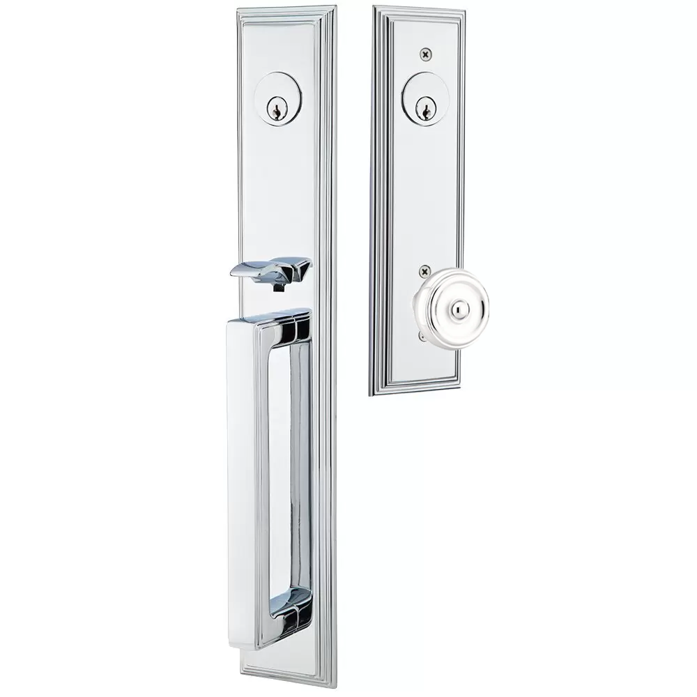 Emtek Melrose Tubular Entryset Full Length with Waverly Knob