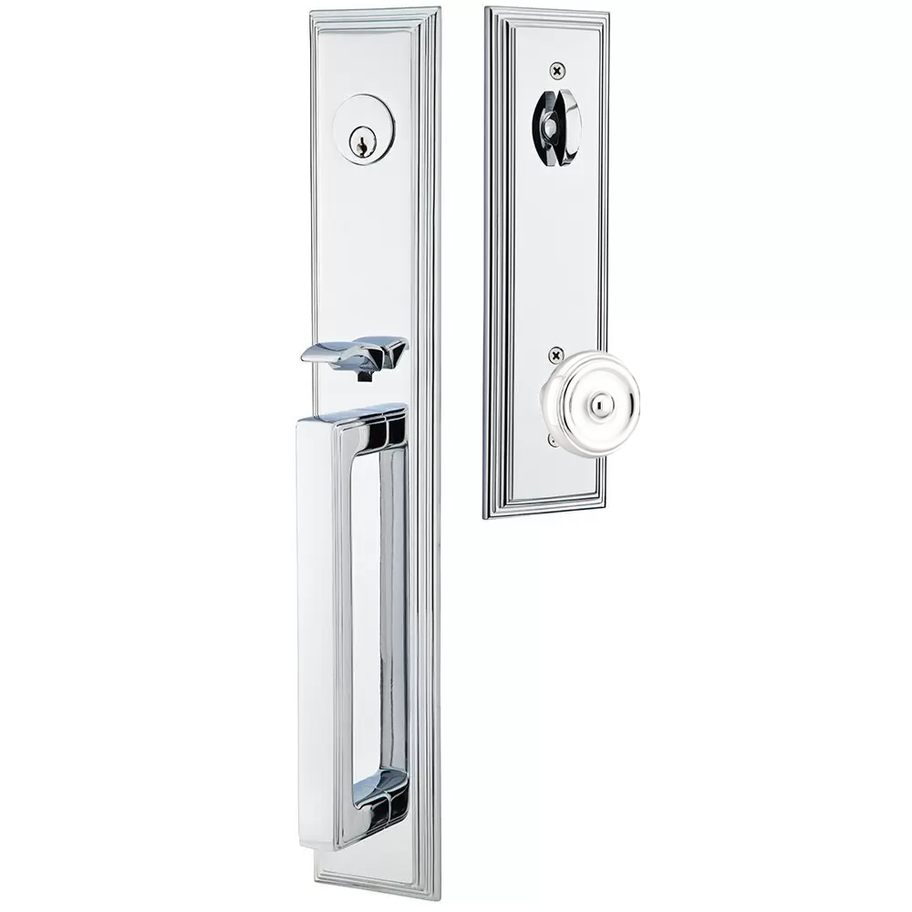 Emtek Melrose Tubular Entryset Full Length with Waverly Knob