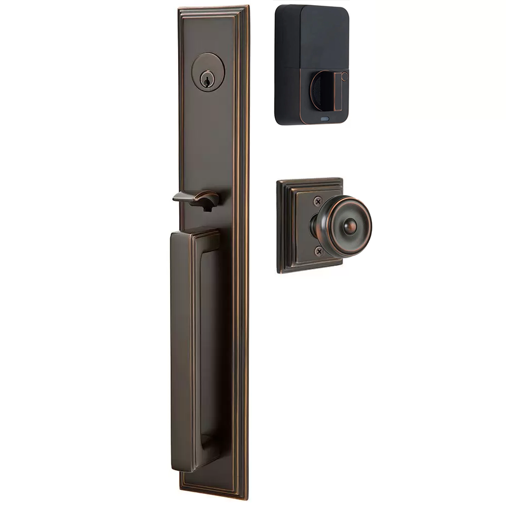 Emtek Melrose Tubular Entryset Full Length with Waverly Knob