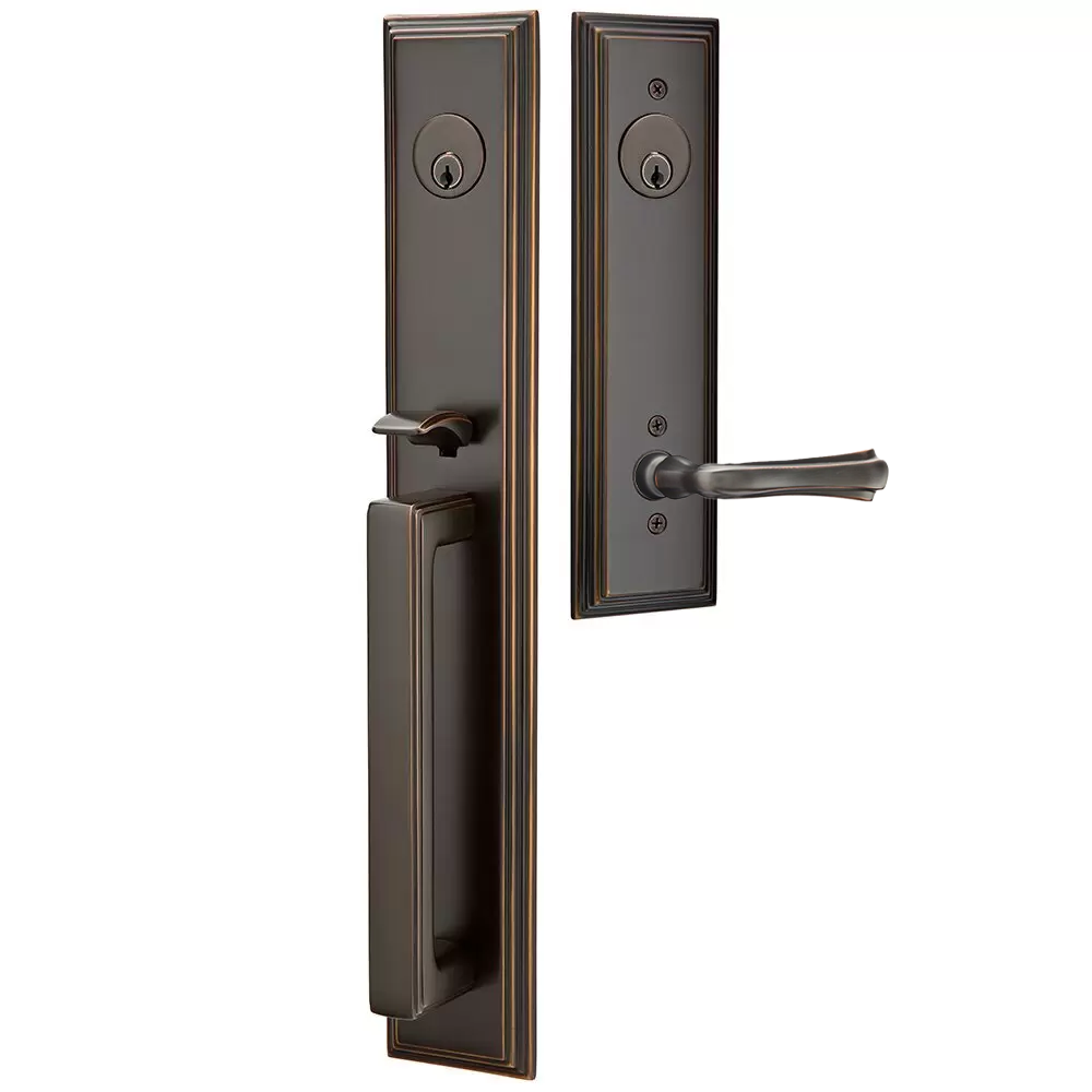 Emtek Melrose Tubular Entryset Full Length with Wembley Lever