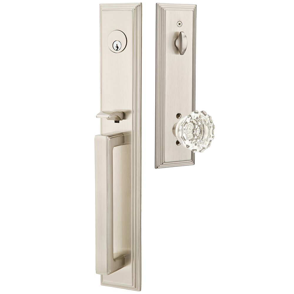 Emtek Melrose Tubular Entryset Full Length with Astoria Glass Knob